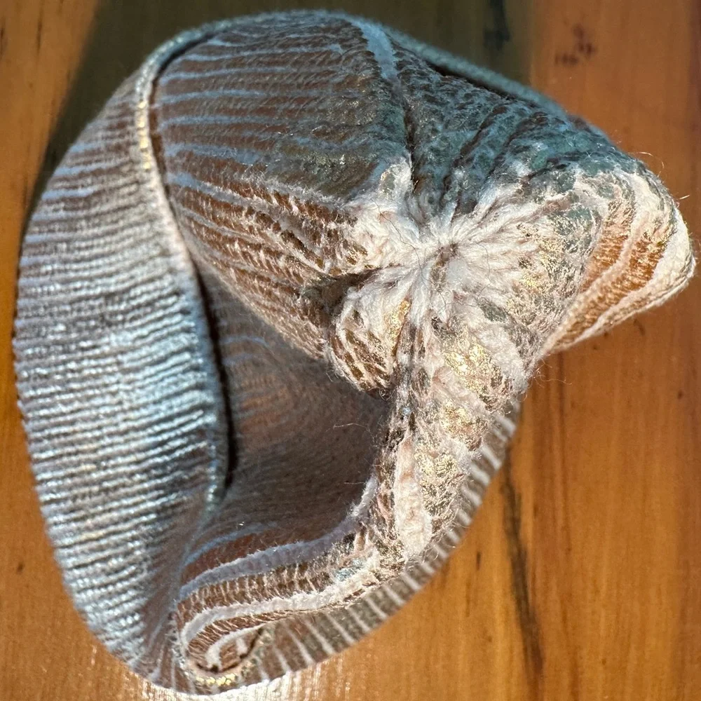 Y2K Athleisure Streetwear Gold Metallic Disco Knit Beanie With Cuff ~ Kids’ XS/S